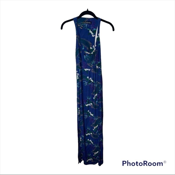 FOR LOVE & LEMONS Blue Tropical Print Racerback Open Back Maxi Dress XS - Picture 4 of 8